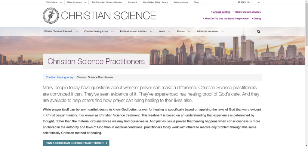 Christian Science Practitioners link